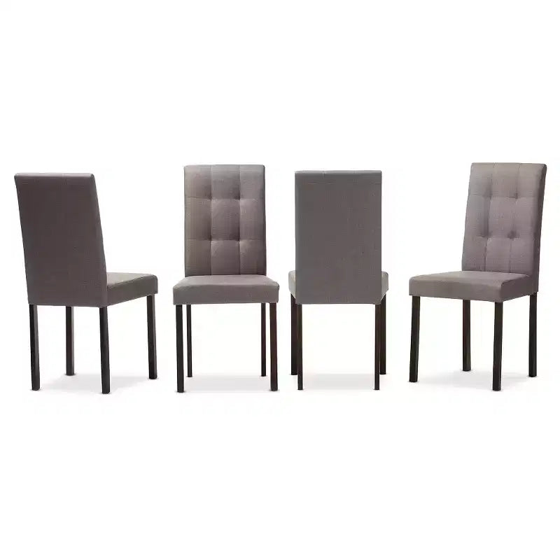 Set da pranzo moderno in tessuto imbottito con motivo a griglia, 5 pezzi, tavolo e 4 sedie