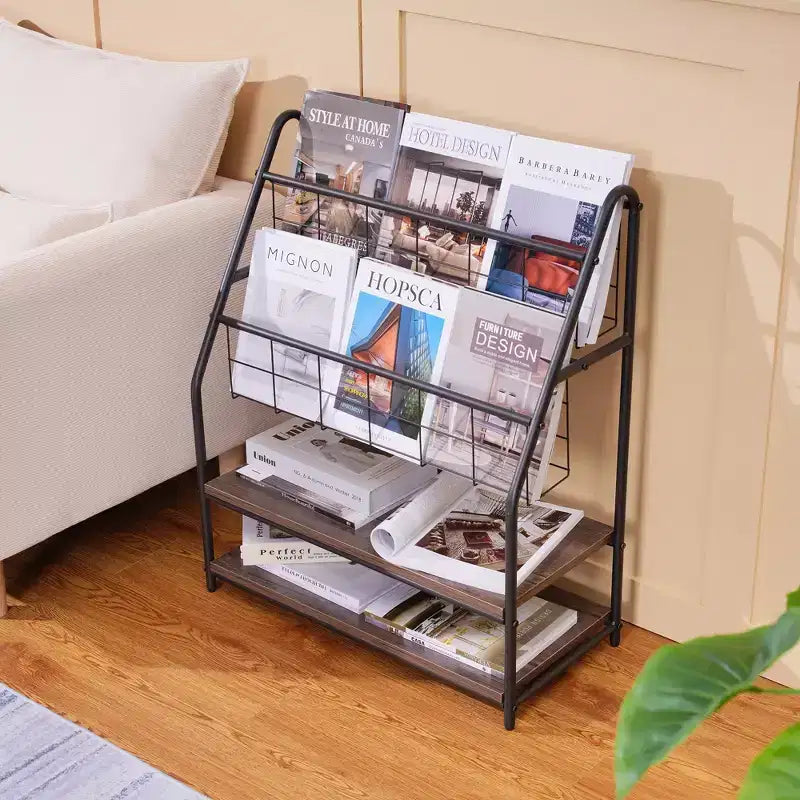 Piccola Libreria con Struttura in Metallo, Scaffale Aperto Autoportante per Piccoli Spazi