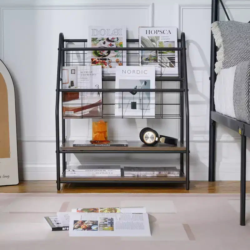 Piccola Libreria con Struttura in Metallo, Scaffale Aperto Autoportante per Piccoli Spazi