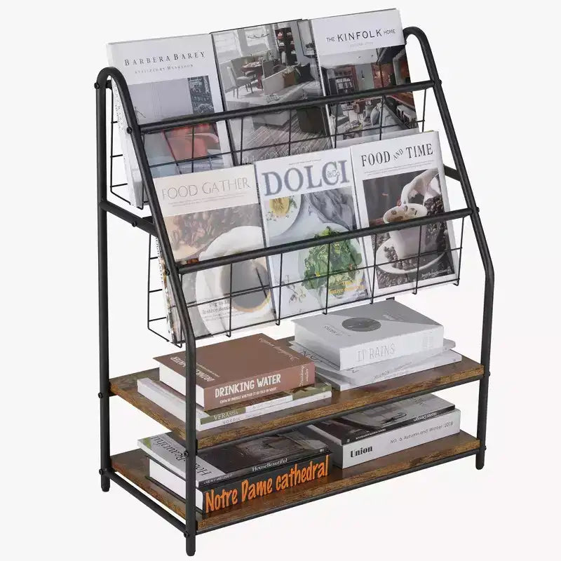 Piccola Libreria con Struttura in Metallo, Scaffale Aperto Autoportante per Piccoli Spazi