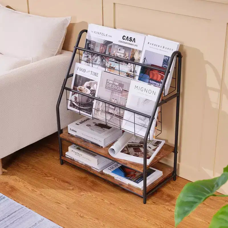 Piccola Libreria con Struttura in Metallo, Scaffale Aperto Autoportante per Piccoli Spazi