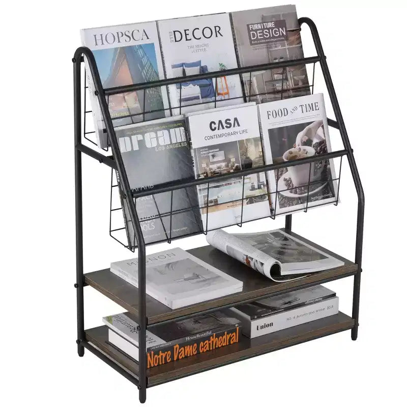 Piccola Libreria con Struttura in Metallo, Scaffale Aperto Autoportante per Piccoli Spazi