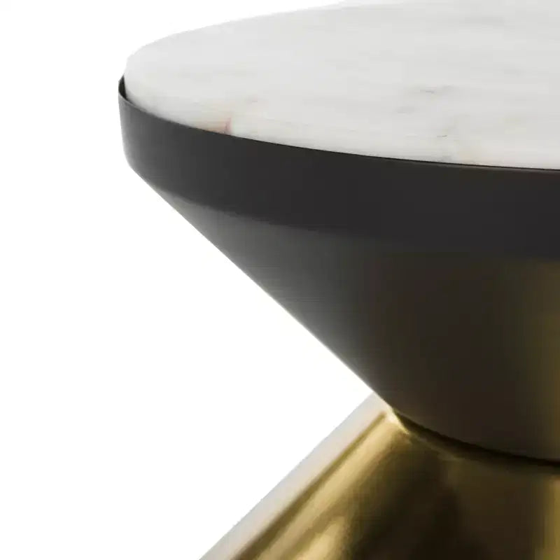 Tavolino da salotto Azizi con piano in pietra, tavolino decorativo nero e oro per soggiorno o camera da letto