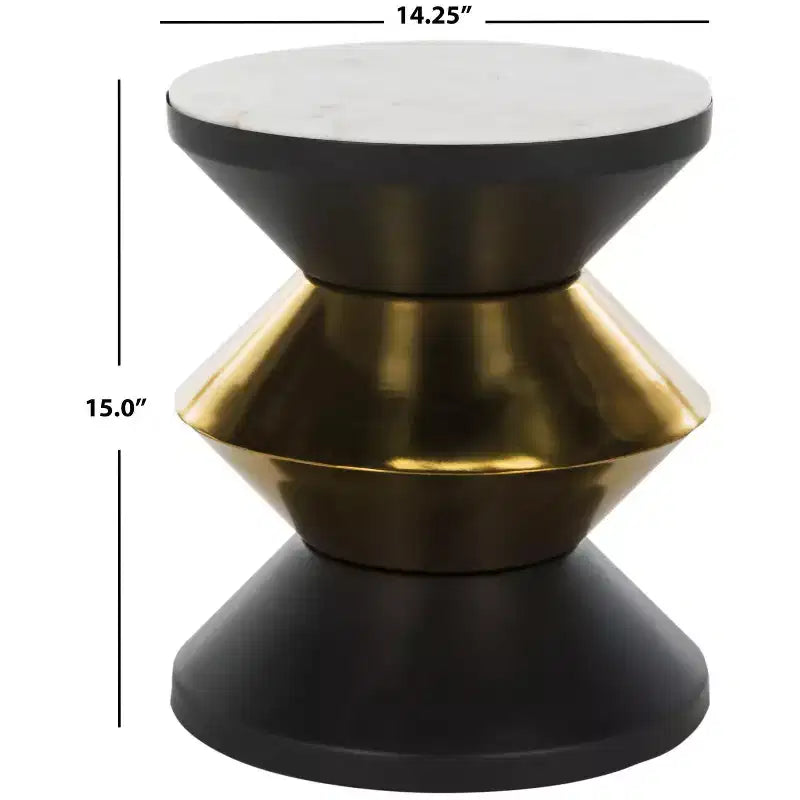 Tavolino da salotto Azizi con piano in pietra, tavolino decorativo nero e oro per soggiorno o camera da letto