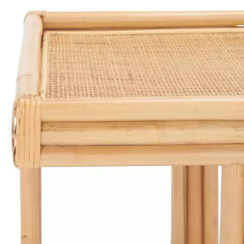 Tavolino Accent Juri Square, Tavolino in legno naturale per soggiorno o camera da letto