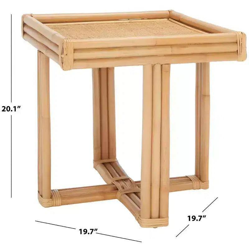 Tavolino Accent Juri Square, Tavolino in legno naturale per soggiorno o camera da letto