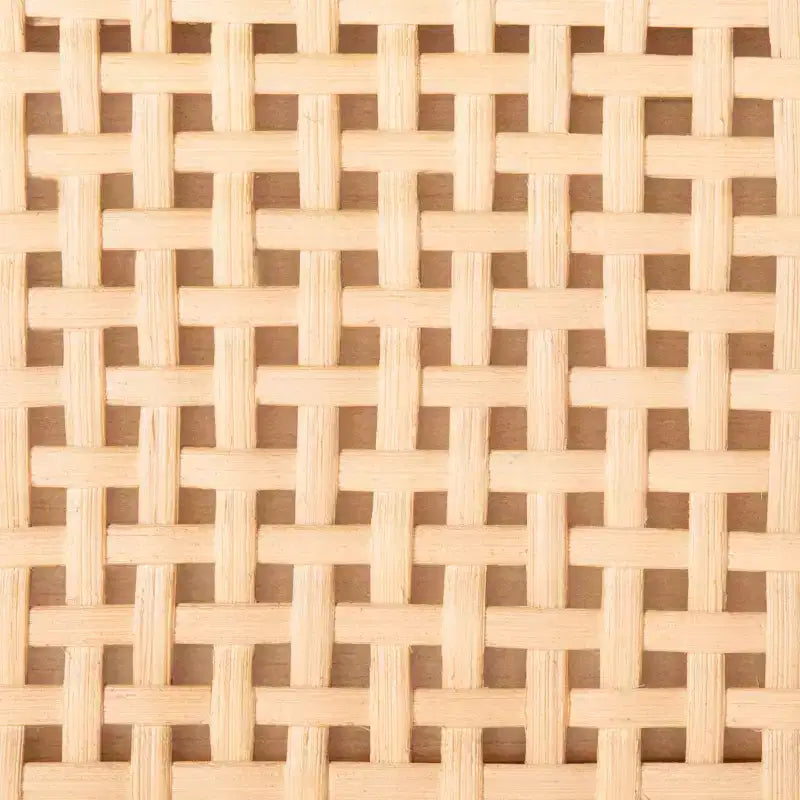 Comodino Baisley a 2 cassetti in rattan, comodino in legno Boho con frontali in vimini