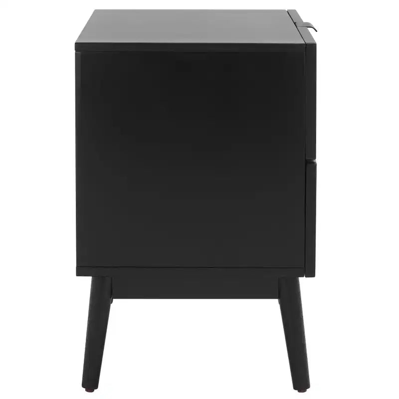 Comodino Baisley a 2 cassetti in rattan, comodino in legno Boho con frontali in vimini