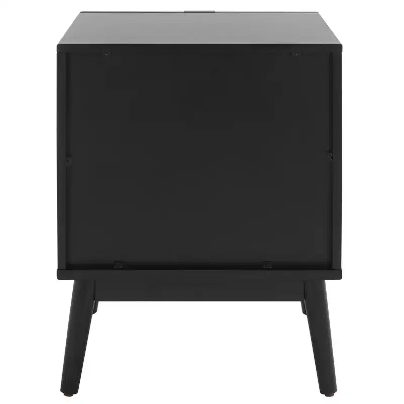 Comodino Baisley a 2 cassetti in rattan, comodino in legno Boho con frontali in vimini