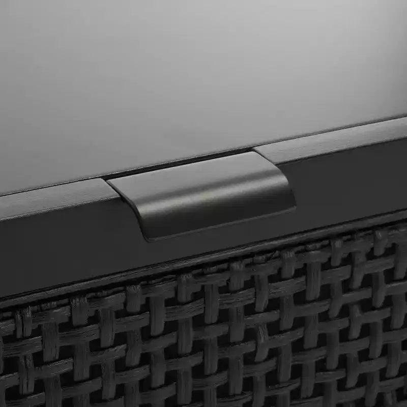 Comodino Baisley a 2 cassetti in rattan, comodino in legno Boho con frontali in vimini