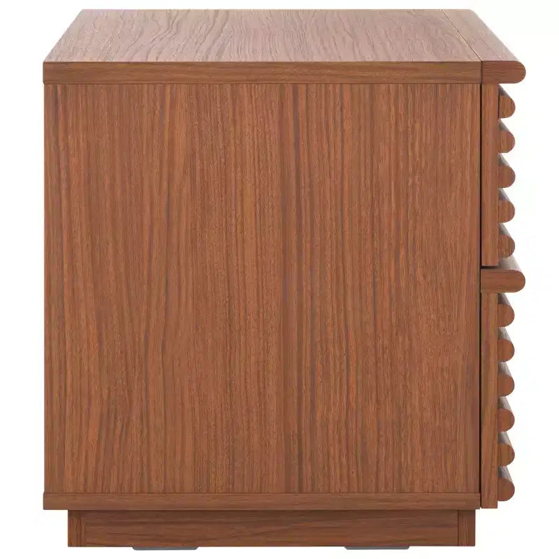 Comodino a 2 cassetti Averi, tavolino da notte in legno con doppi cassetti contenitori per camera da letto
