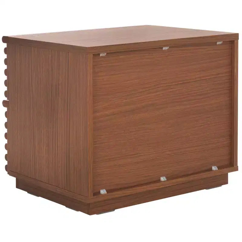 Comodino a 2 cassetti Averi, tavolino da notte in legno con doppi cassetti contenitori per camera da letto