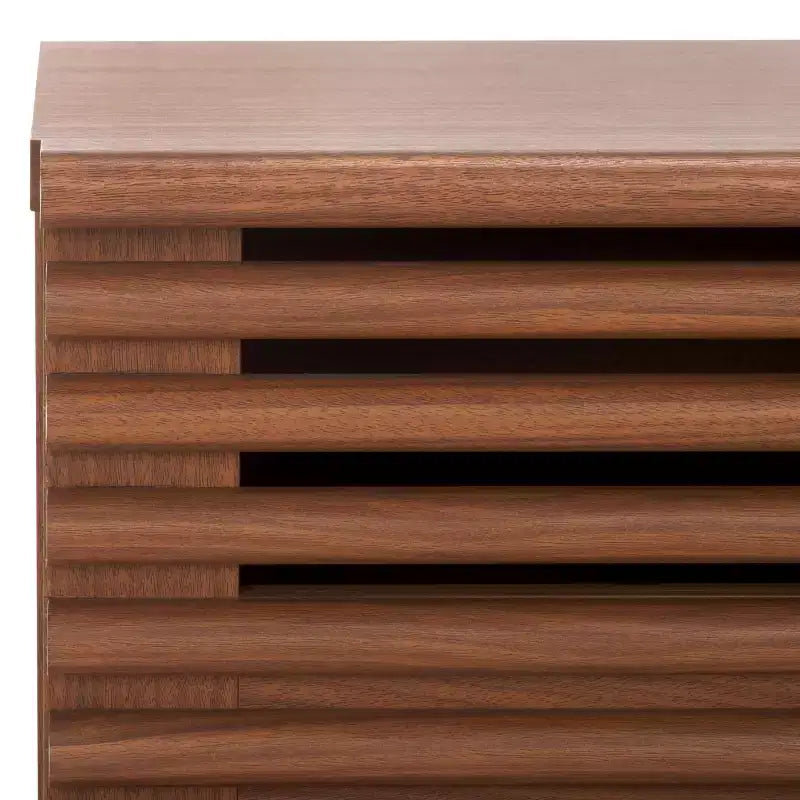 Comodino a 2 cassetti Averi, tavolino da notte in legno con doppi cassetti contenitori per camera da letto