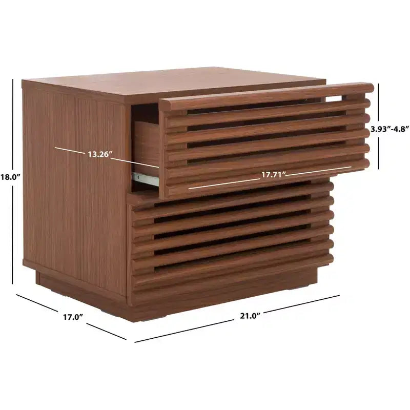 Comodino a 2 cassetti Averi, tavolino da notte in legno con doppi cassetti contenitori per camera da letto