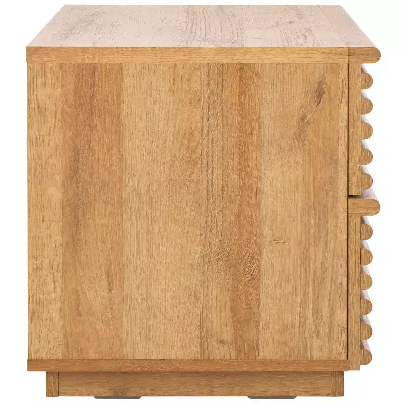 Comodino a 2 cassetti Averi, tavolino da notte in legno con doppi cassetti contenitori per camera da letto