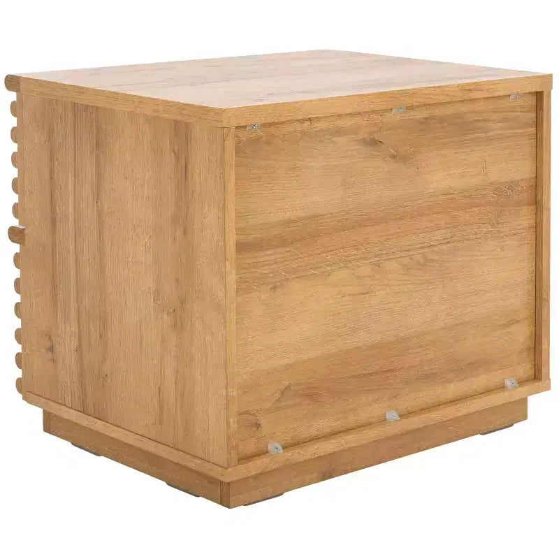 Comodino a 2 cassetti Averi, tavolino da notte in legno con doppi cassetti contenitori per camera da letto