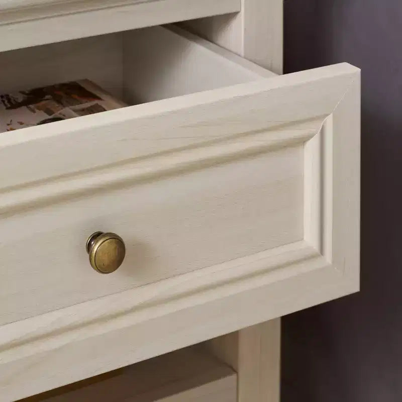 Comodino Sondra a 1 cassetto e 1 ripiano, tavolino da notte in legno con contenitore per camera da letto