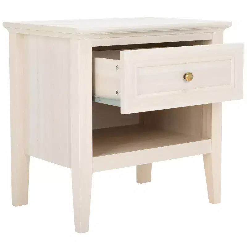 Comodino Sondra a 1 cassetto e 1 ripiano, tavolino da notte in legno con contenitore per camera da letto