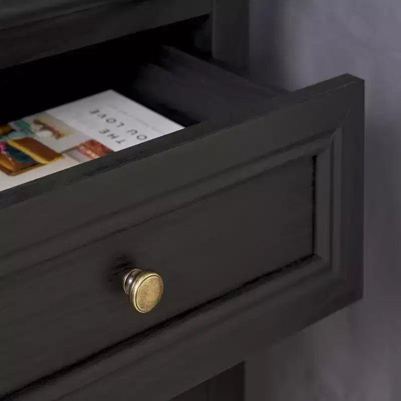 Comodino Sondra a 1 cassetto e 1 ripiano, tavolino da notte in legno con contenitore per camera da letto