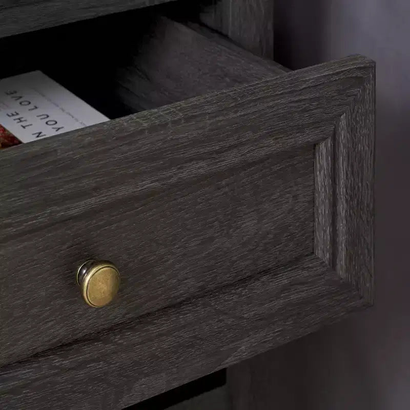 Comodino Sondra a 1 cassetto e 1 ripiano, tavolino da notte in legno con contenitore per camera da letto