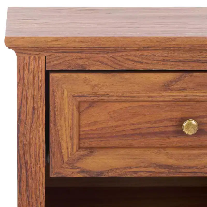 Comodino Sondra a 1 cassetto e 1 ripiano, tavolino da notte in legno con contenitore per camera da letto