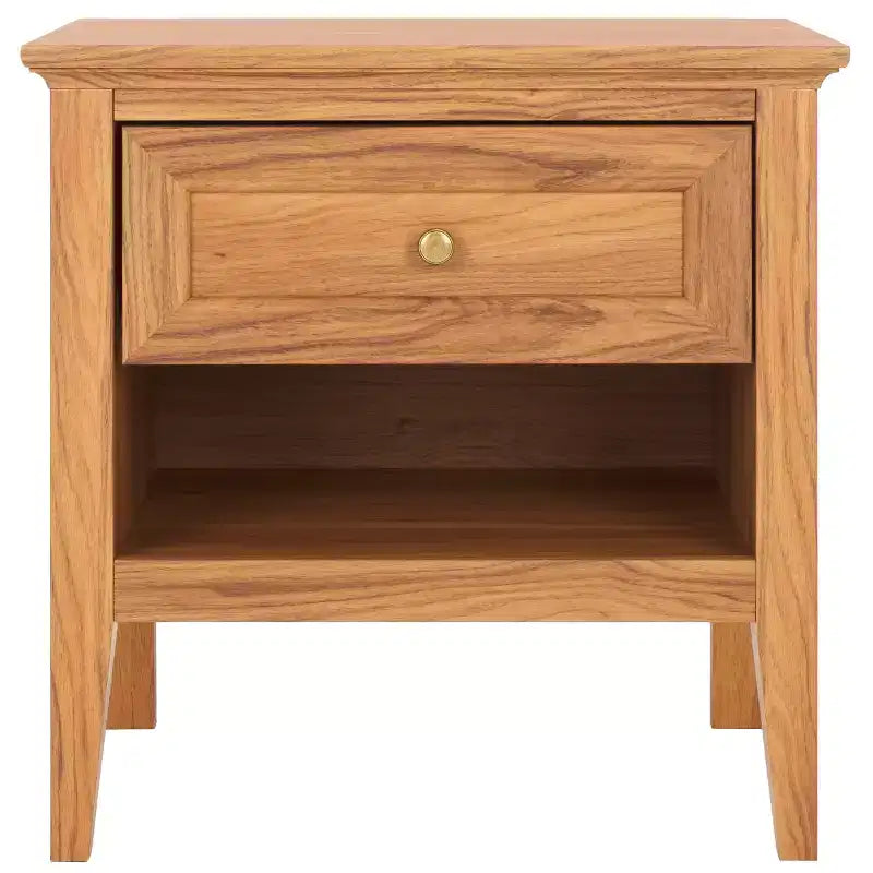 Comodino Sondra a 1 cassetto e 1 ripiano, tavolino da notte in legno con contenitore per camera da letto
