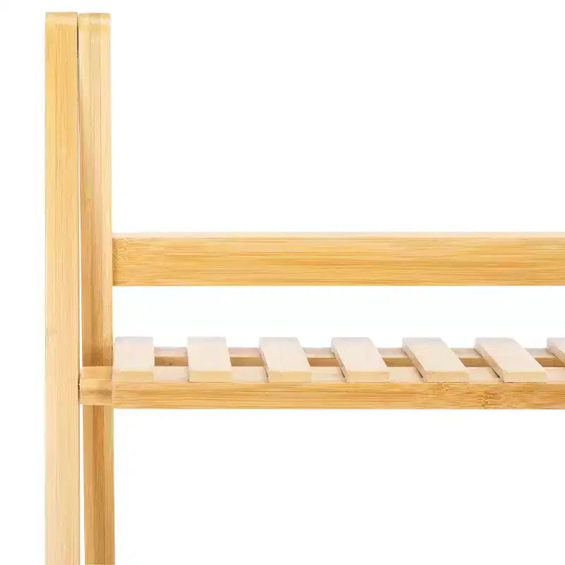Scaffale a scala a 4 ripiani Faisal, libreria inclinata in legno naturale, contenitore espositivo aperto per soggiorno
