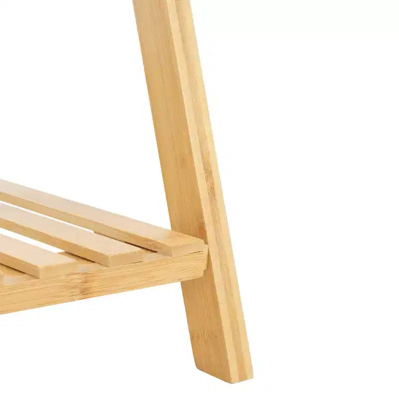 Scaffale a scala a 4 ripiani Faisal, libreria inclinata in legno naturale, contenitore espositivo aperto per soggiorno
