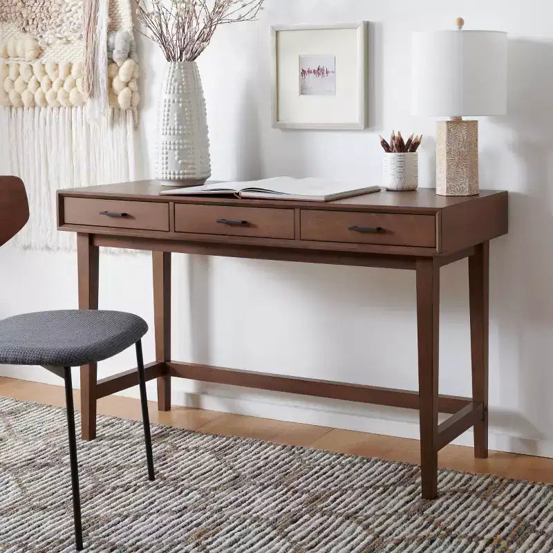 Scrivania Hawthorn a 3 cassetti, Scrivania da ufficio in legno con cassetti contenitori