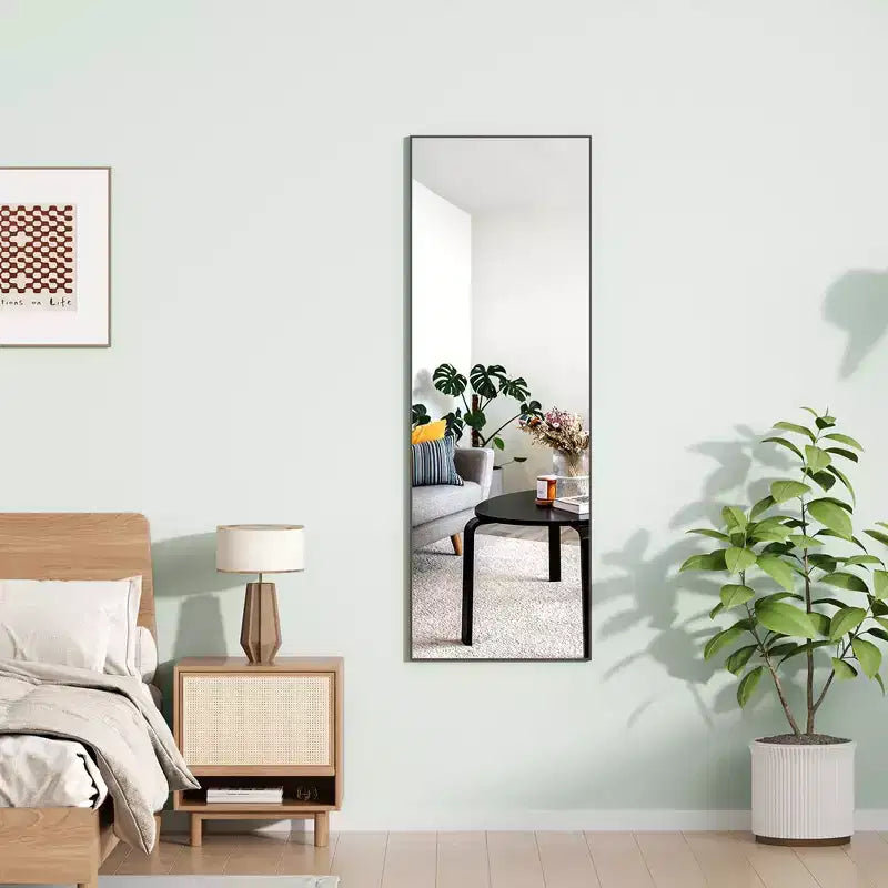 Specchio a figura intera da parete, in piedi o appoggiato, specchio da pavimento a corpo intero con cornice sottile in lega di alluminio per camera da letto