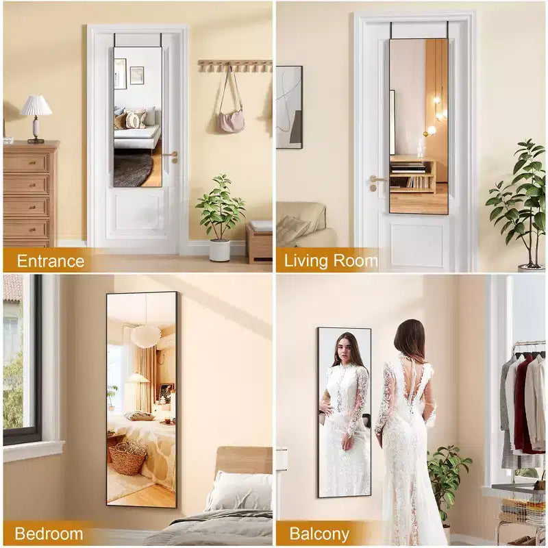 Specchio a figura intera da parete, in piedi o appoggiato, specchio da pavimento a corpo intero con cornice sottile in lega di alluminio per camera da letto