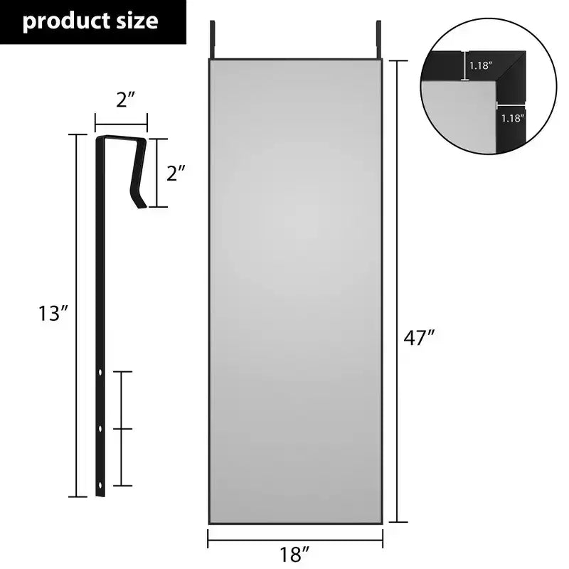 Specchio a figura intera da parete, in piedi o appoggiato, specchio da pavimento a corpo intero con cornice sottile in lega di alluminio per camera da letto